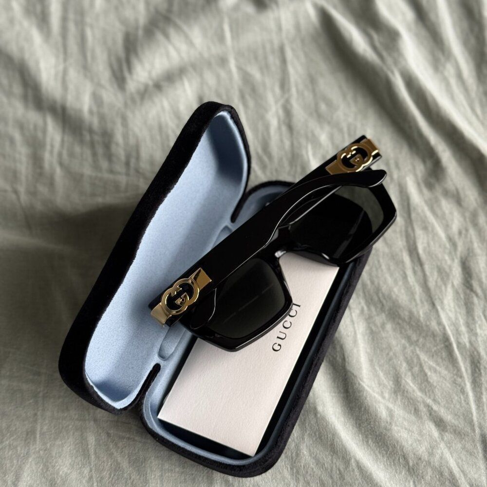Gucci Women Sunglasses Black Grey Square GG1689S 001 NEW AUTHENTIC - Picture 5 of 16